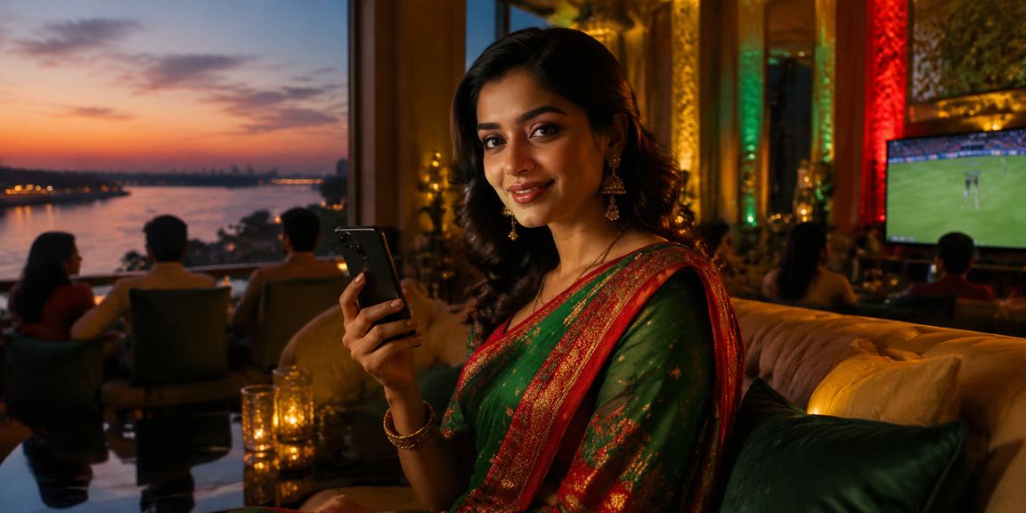 খুলনায় লাল সবুজ পোশাকে একজন মোবাইলে f66 ক্রিকেট বেটিং ও পেমেন্ট করছেন